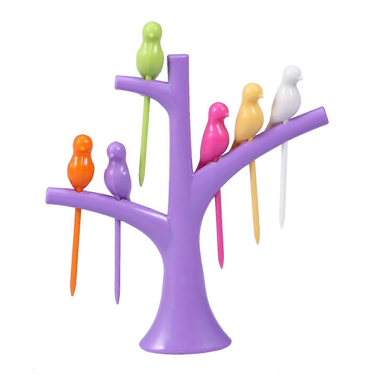 Bird Fork for Home Use 6Pcs with Tree-Shaped Stand