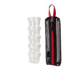 Camping Spice Kit with 5 Leakproof Bottles, Travel Spice Organizer for Outdoor Cooking (Black)