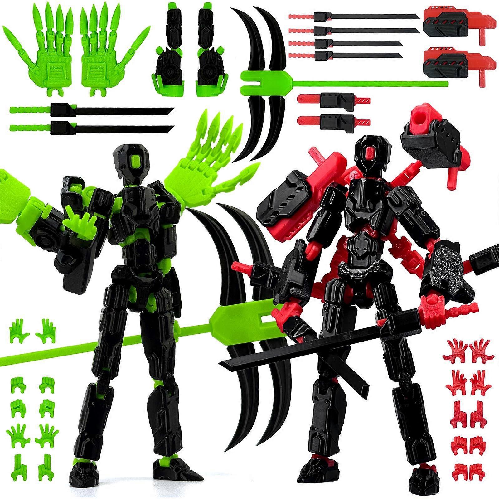 Fully Assembled 3D Action Figure with MultiJoint Poseable Robot and Interchangeable Weapons Set