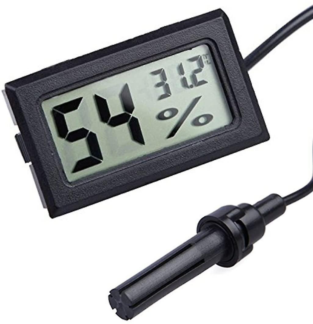 2-in-1 Digital Lcd Integrated Thermometer Hygrometer With External For Reptile
