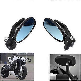 22mm Mirror Blue Glass Handle Bar End Rearview Side Mirror compatible with Harley DUCATI Hypermotard 796 821 939 950 1100 Street bikes 7/8