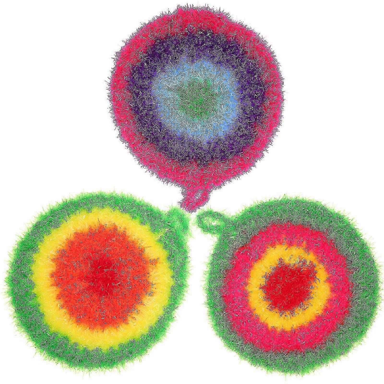 Kitchen Scrub Pads Dish Cloth compatible with Cleaning Use 3Pcs Polyester Durable Set