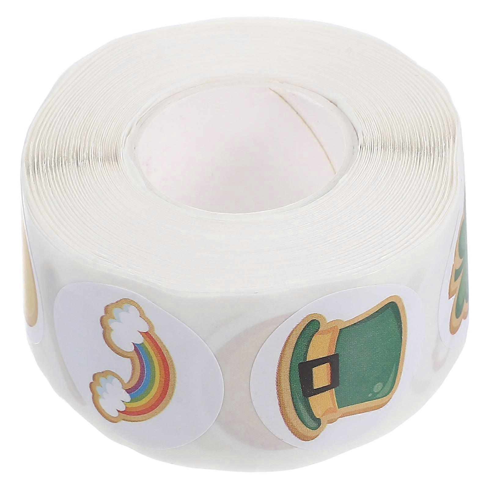 St Patricks Day Stickers for Decor Shamrock Labels 1 Roll Self Adhesive