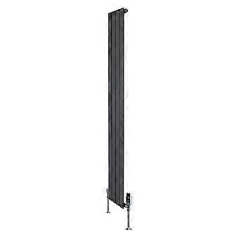Flat Single Column Radiator 1800mm x 280mm & TRV Chrome Valves Modern Designer Single Panel Central