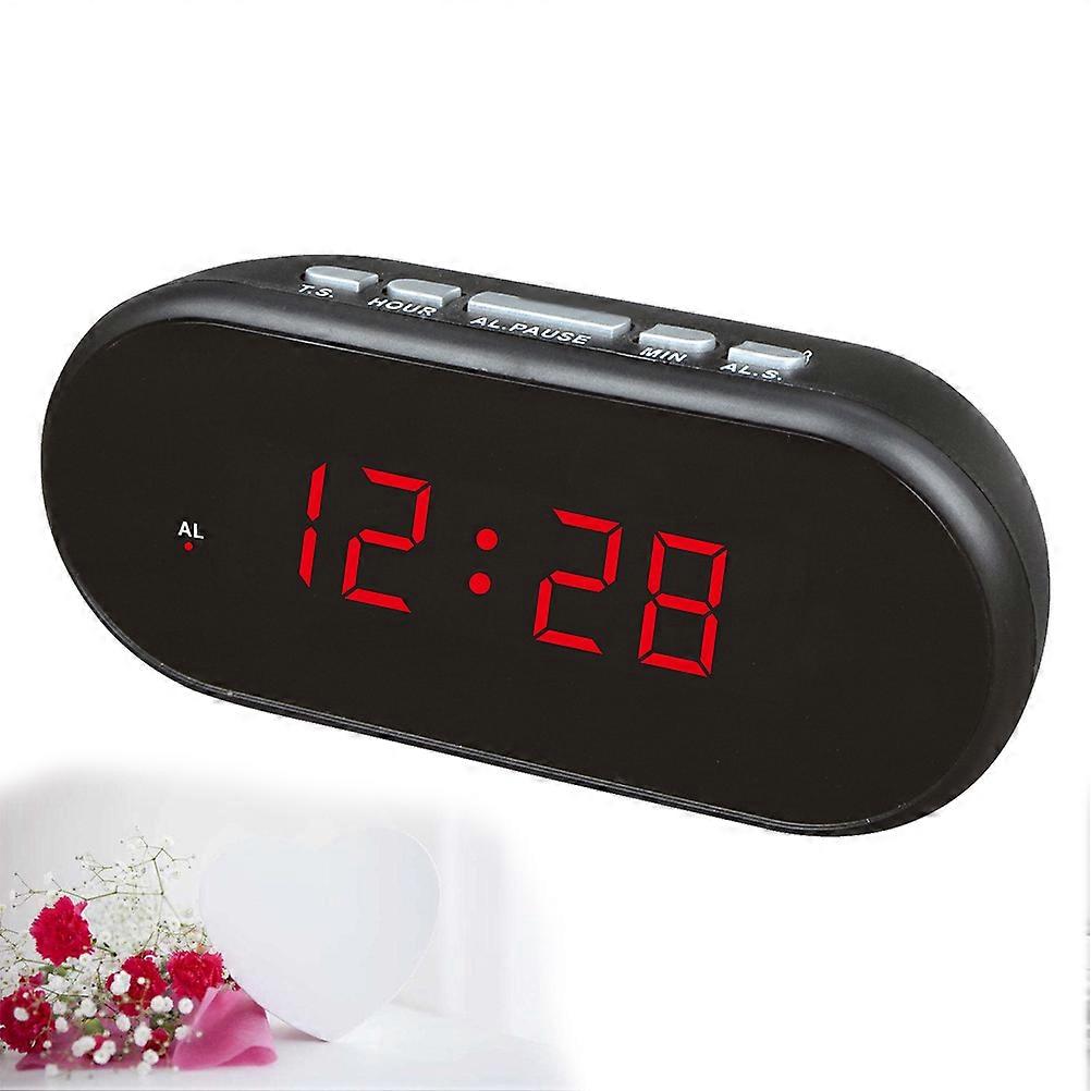 USB Creative LED Alarm Clock Plastic Clock Multi-Function Digital Alarm Clock for Home School (Red)