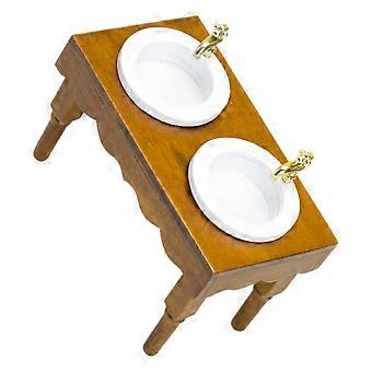 Conjunto de 4 Miniaturas de Pia de Madeira para Decoração de Casa de Bonecas