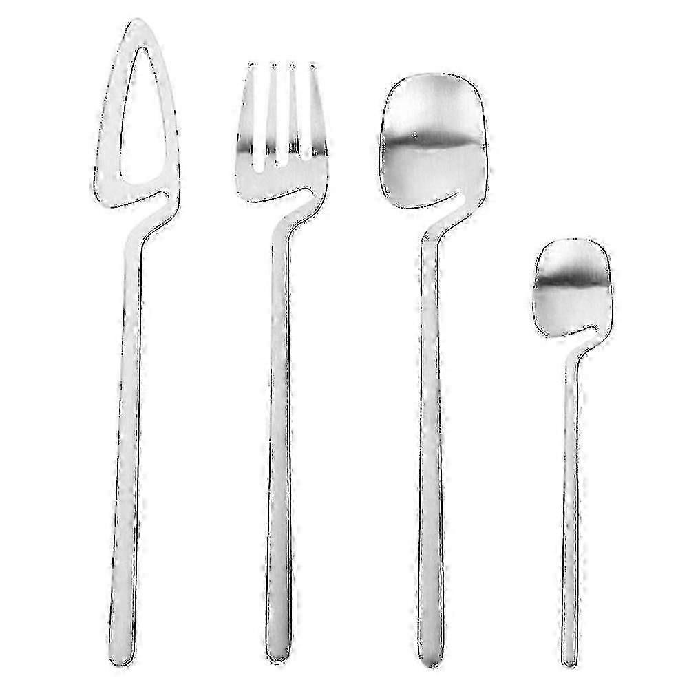 Stainless Steel Dinner Knife Compatible Withk Spoon Dinnerware Set (silver,4 Pcs)