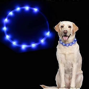 Light Up Dog Collar, USB Rechargeable Dog Collar, LED Adjustable Length Safety Dog Collar with 3 Flash Modes for Small Medium Large Dogs Cats (Blue)