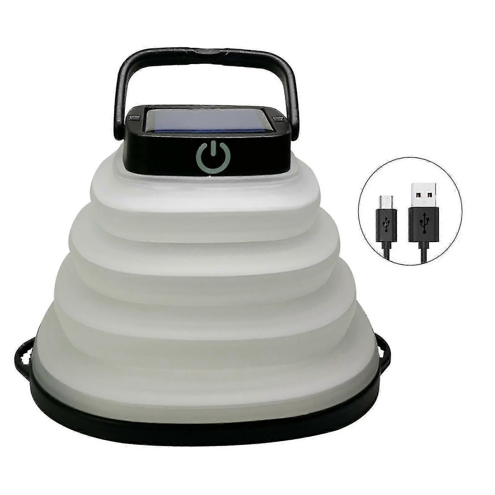 Led Solar Light Foldable Torch 3 Modes Usb Cable Tent Light Black