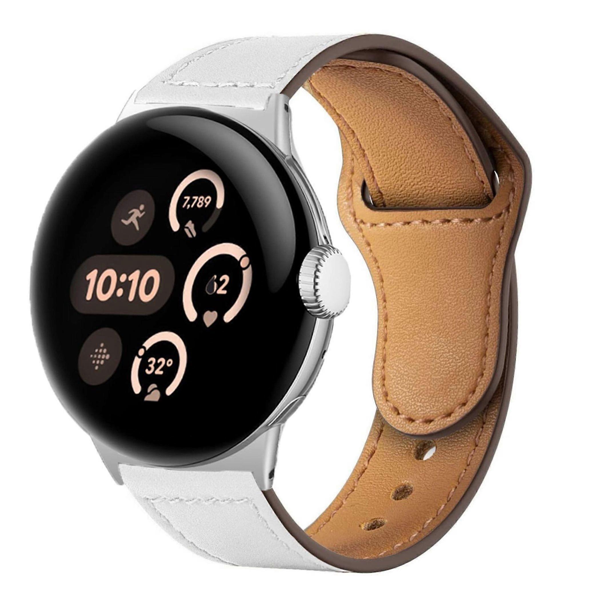 Leather Strap for Google Pixel Watch 4 / 3 / 2 / 1 41mm Replacement Premium White