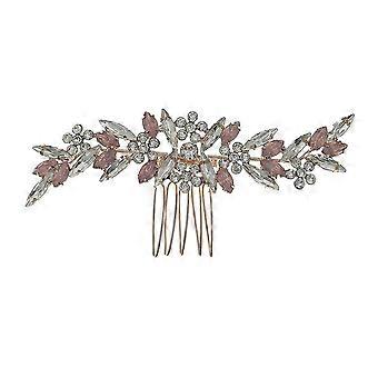 Women 5-teeth Hair Comb Messy Bun Maker Horse Eye Rhinestone Tiara For Banquet Wedding Gown Hair Clips