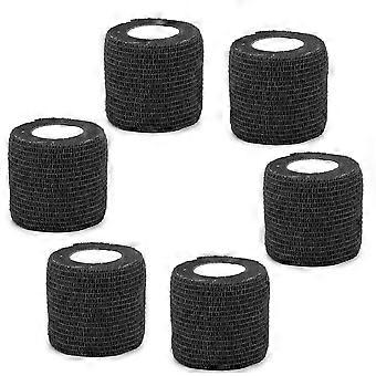 Bandagem autoadesiva Vet Wrap, pacote com 6 unidades de 2 rolos de 5 jardas (4,57 m), bandagem coesiva, fita adesiva não tecida para cães, gatos e cavalos, ideal para atividades esportivas e animais de estimação.