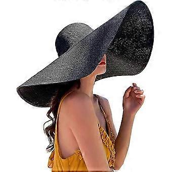 Packable Oversized Giant Wide Brim Beach Sun Hat for Women, Straw Summer Cap