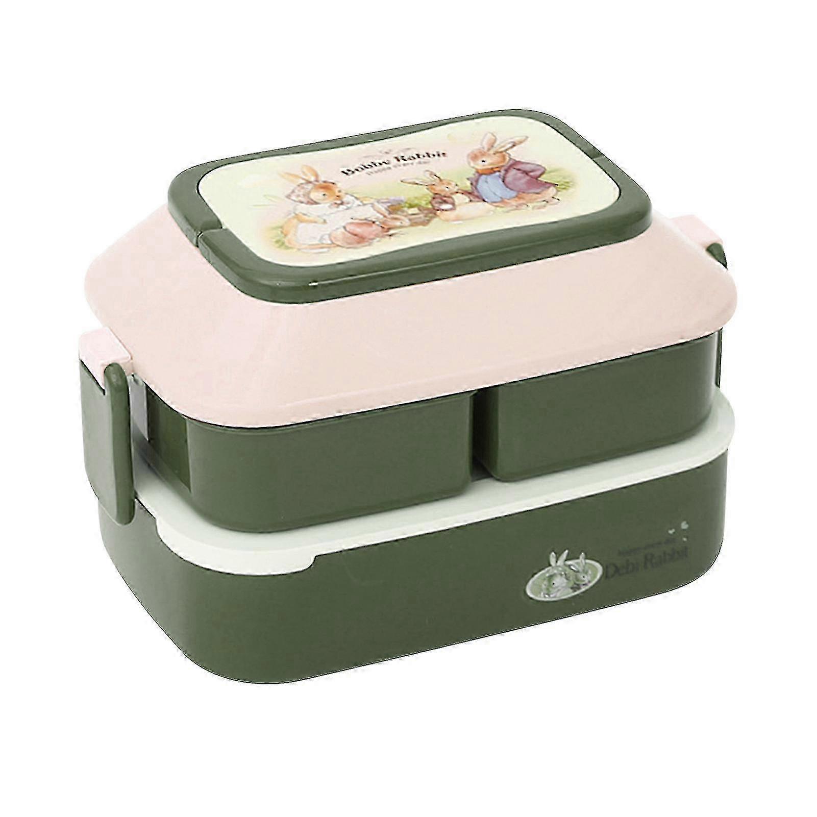 PP With Handle Double Layer Lunch Box Easy Clean compatible with Students Kawaii