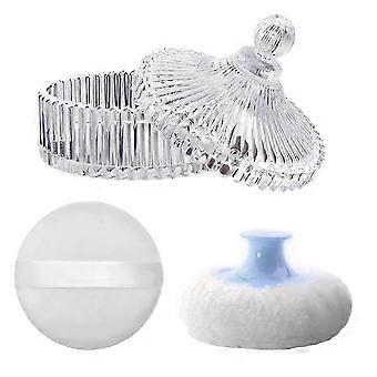 Body Powder Puff and Container Kit for Women and Baby, Dusting Powder Puff and Loose Powder Containers for Wet and Dry Makeup