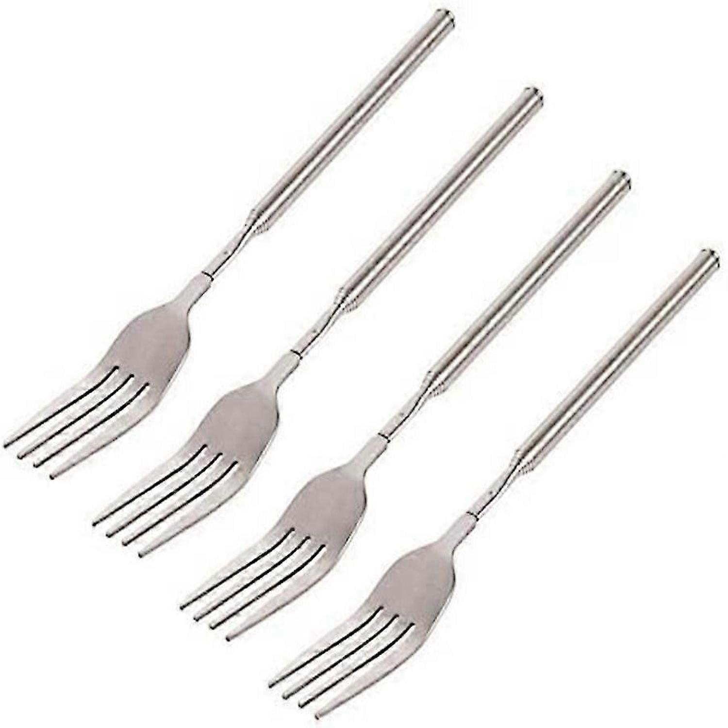 4 pcs Telescopic Fork Extendable Long Handle Fork Barbecue Toasting Dinner