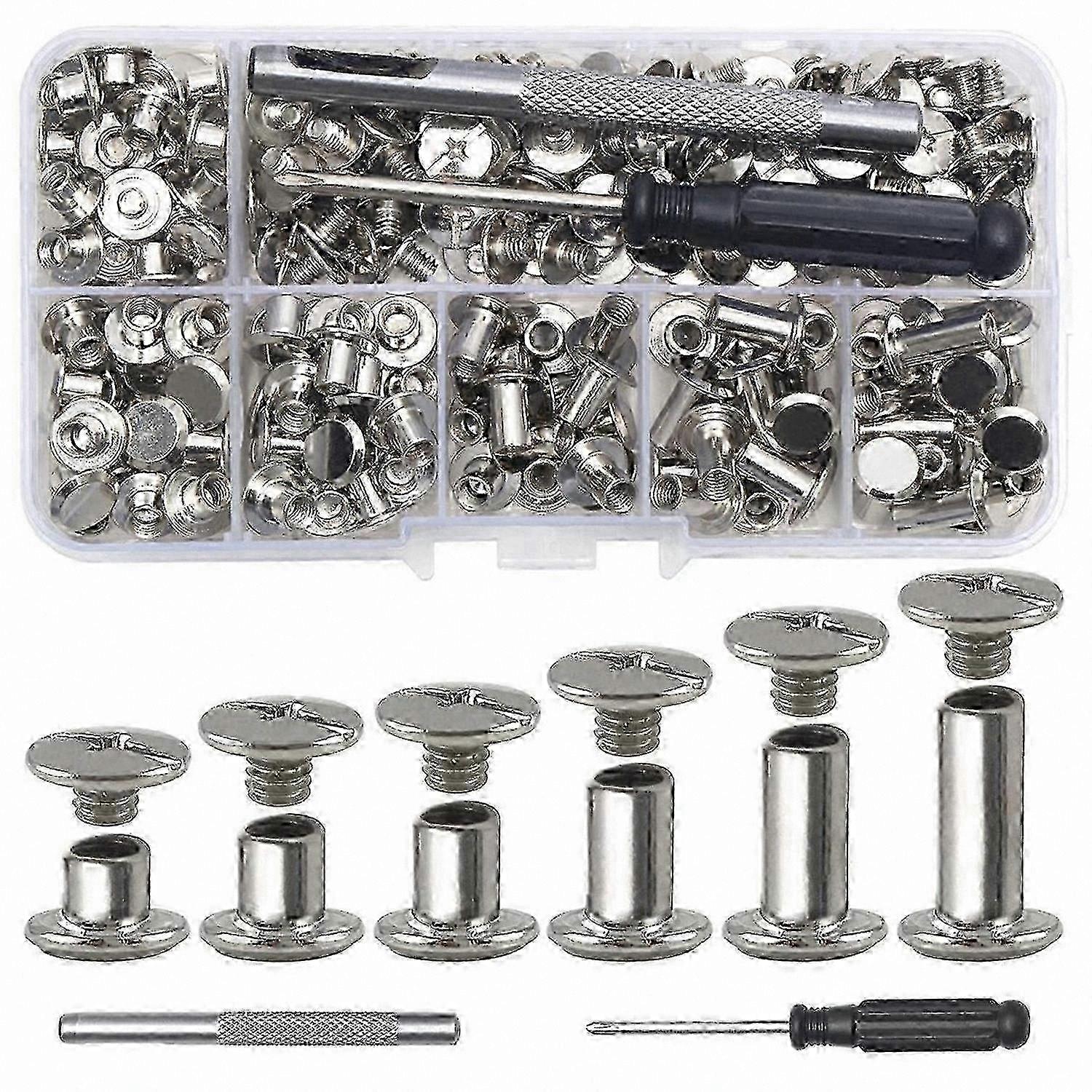 Assorted Leather Rivets M5 Binding Screws for PU Craft Decoration Projects