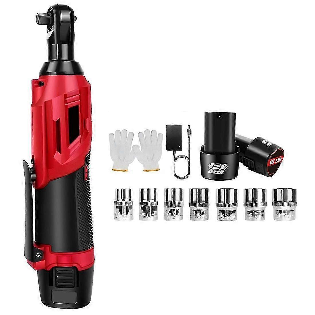 Cordless Electric Ratchet Wrench Set Impact Sockets, Variable Speed, Extensions - Dedicated Installation EU Plug