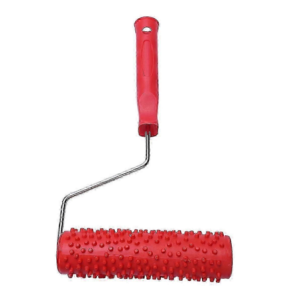 Embossed Raindrop Painting Roller 7 Inch Plastic Handle Wall Decoration Red Silver
