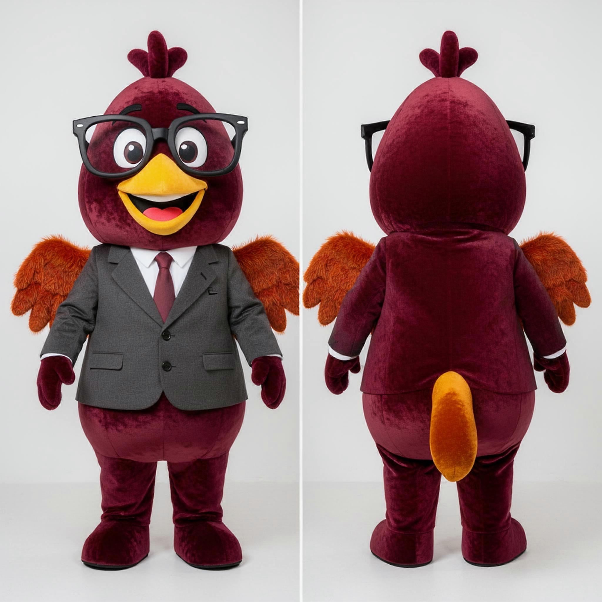 MASTICOT Maroon Plump Tandoori Chicken Mascot