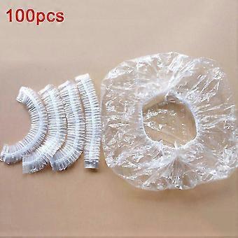 100Pcs Hotel Home Einweg wasserdichte klare elastische Frauen Duschbadhaube Hut KAESI