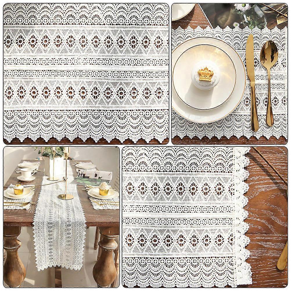 Table Mat for Table Use 2Pcs White Rural Style Wedding Accessory
