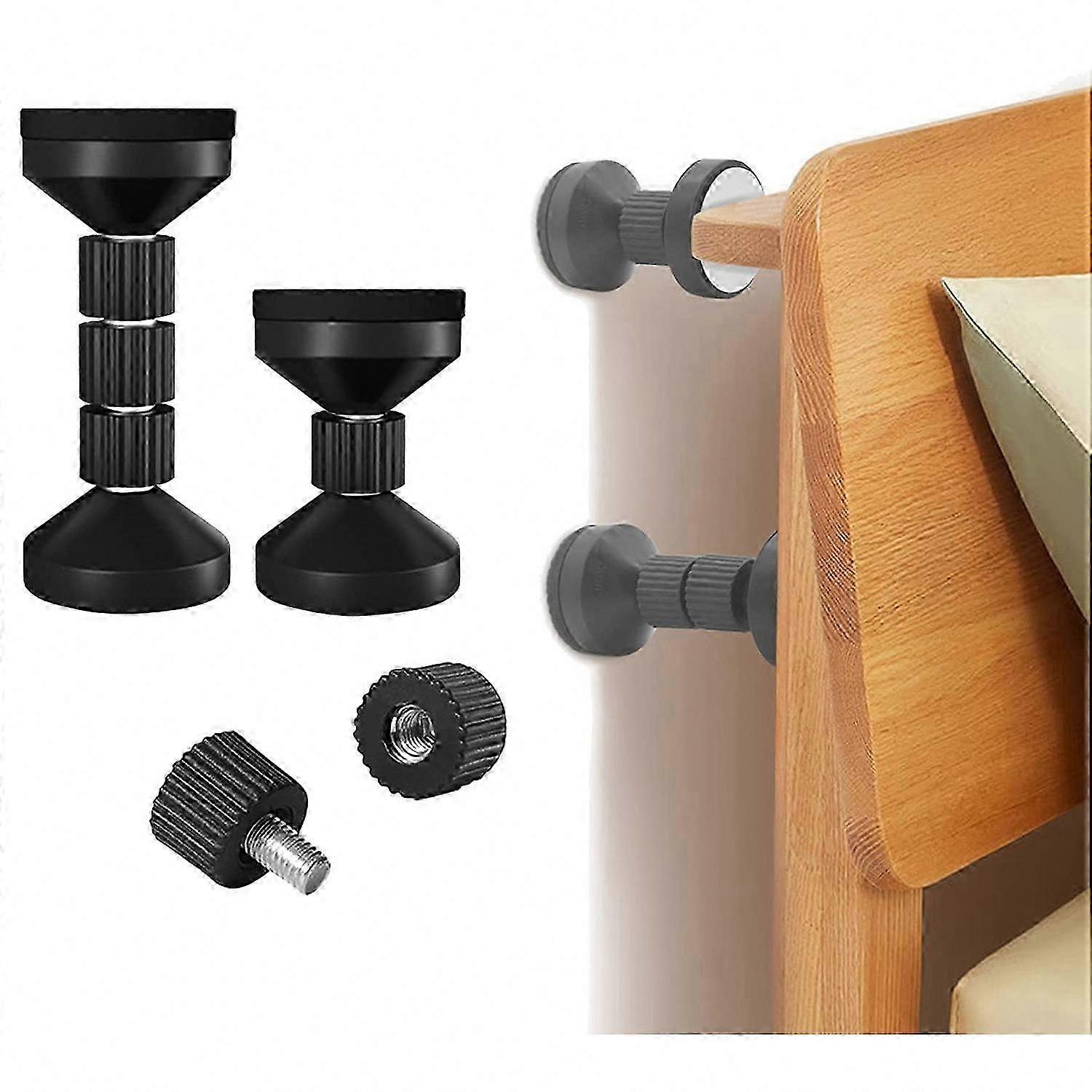 Adjustable Threaded Bed Frame Anti-Shake Tool, 2 Pcs, Black