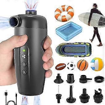 20PSI Electric Air Pump, Rechargeable Electric Inflator with 7 Nozzles and Adapter, 2-in-1 Quick Inflator/Deflator