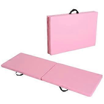 Tappetino pieghevole con maniglie per yoga, MMA, fitness, Pilates, rivestimento sintetico, 180 x 60 x 5 cm, rosa