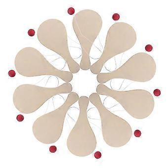 Wooden Paddle Ball Set 10pcs Thick Wood Rubber for DIY Graffiti Painting, Craft Activities, Coordination Skill Development, Party Favors, Outdoor Fun