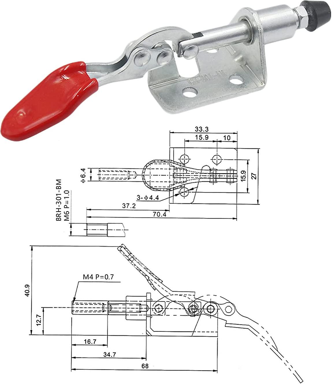 4 pcs Horizontal Clamp, Push-Pull Action Hand Tool, Quick Release Toggle Clamp, for Machine Operatio