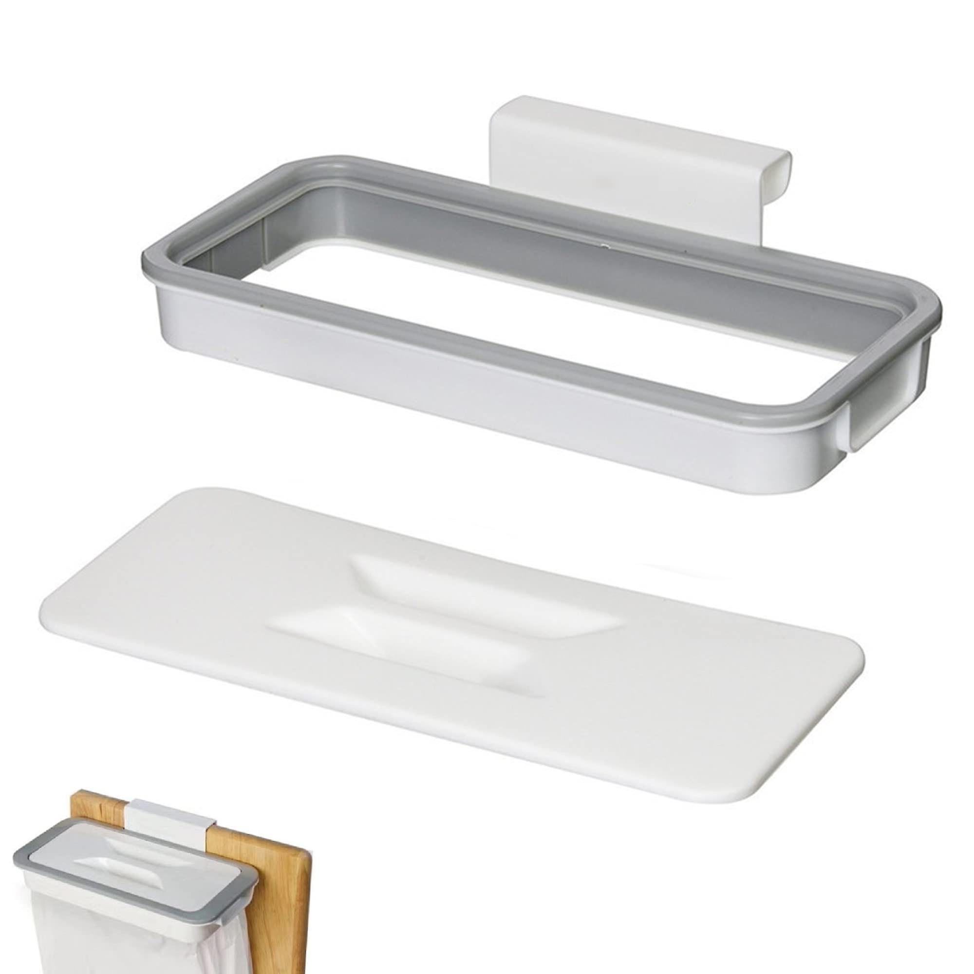 2023 - حامل كيس قمامة معلق ، رف تخزين حقيبة قمامة خزانة المطبخ مع غطاء معلق