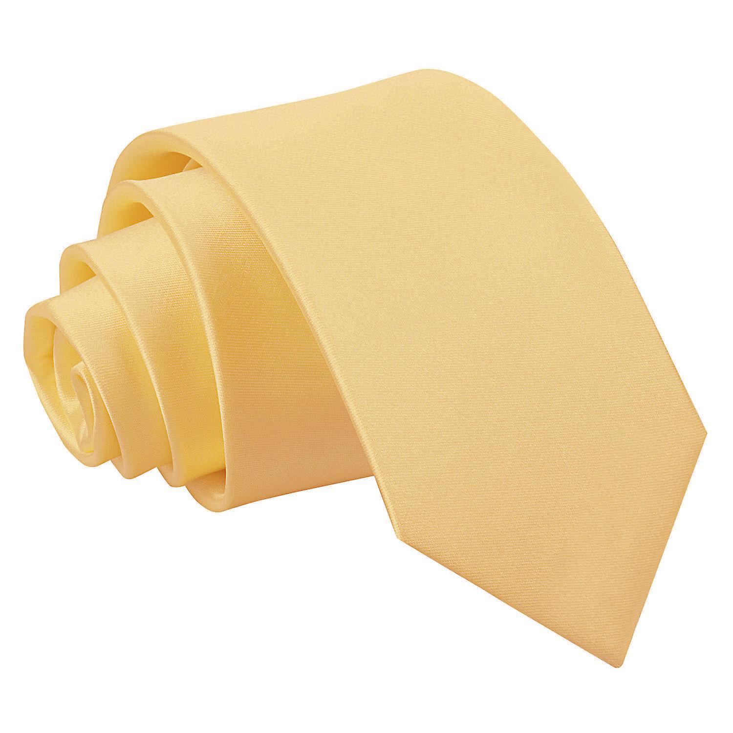 Pale Yellow Plain Satin Slim Tie