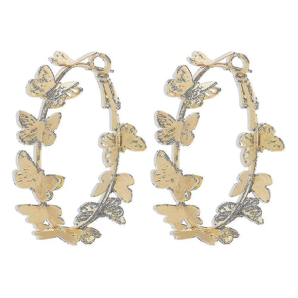Ear Rings Butterfly Circle Golden Alloy Eardrops For Wedding