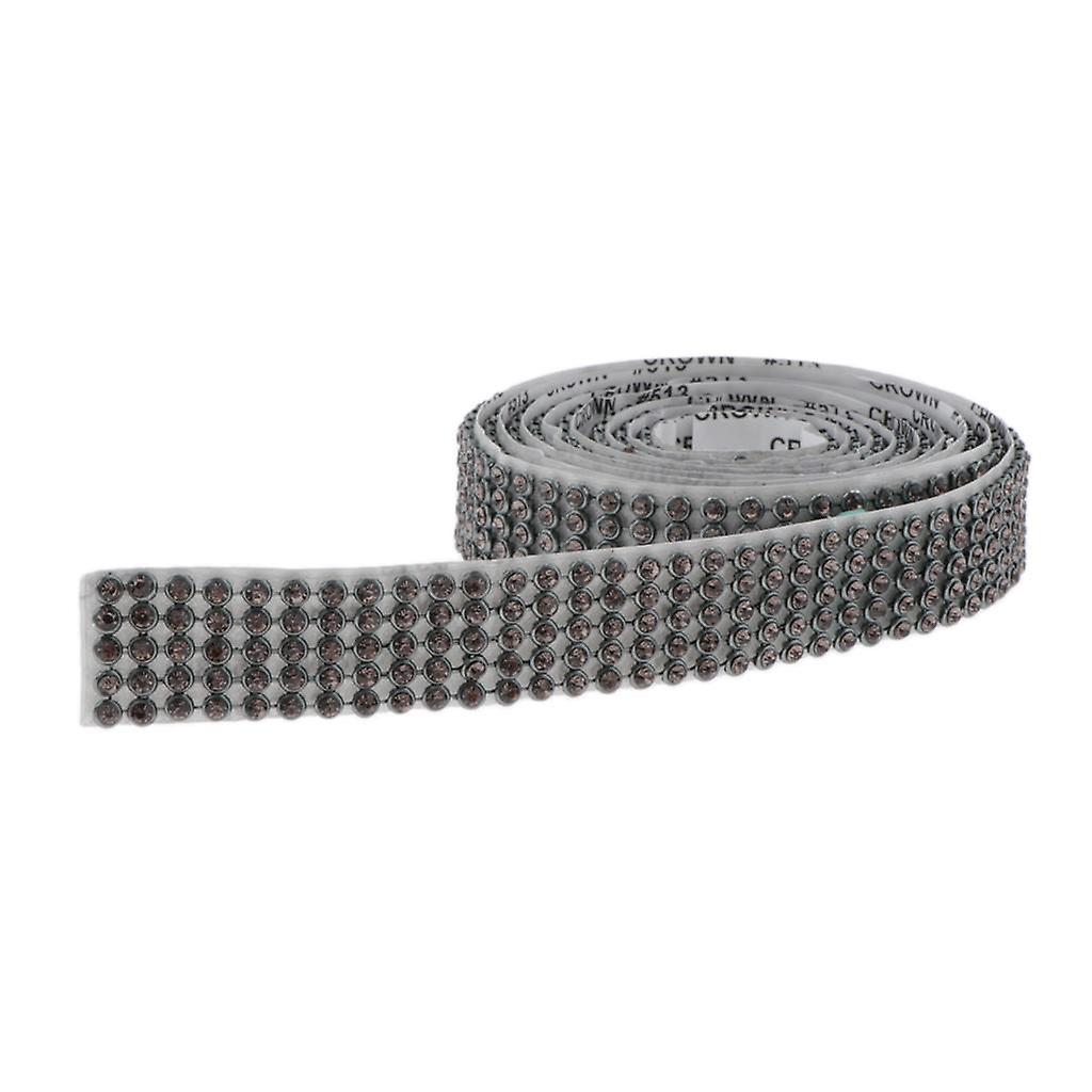 1 Roll 5 Row Rhinestone Ribbon Diamond Mesh Wrap Roll DIY Craft Gray