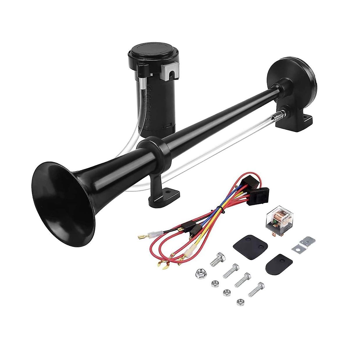 Black 150Db 24V Train Horn For Truck, Single Trumpet Truck Air Horn, For 24V Vehicles Train Car Ship Boat Size 24