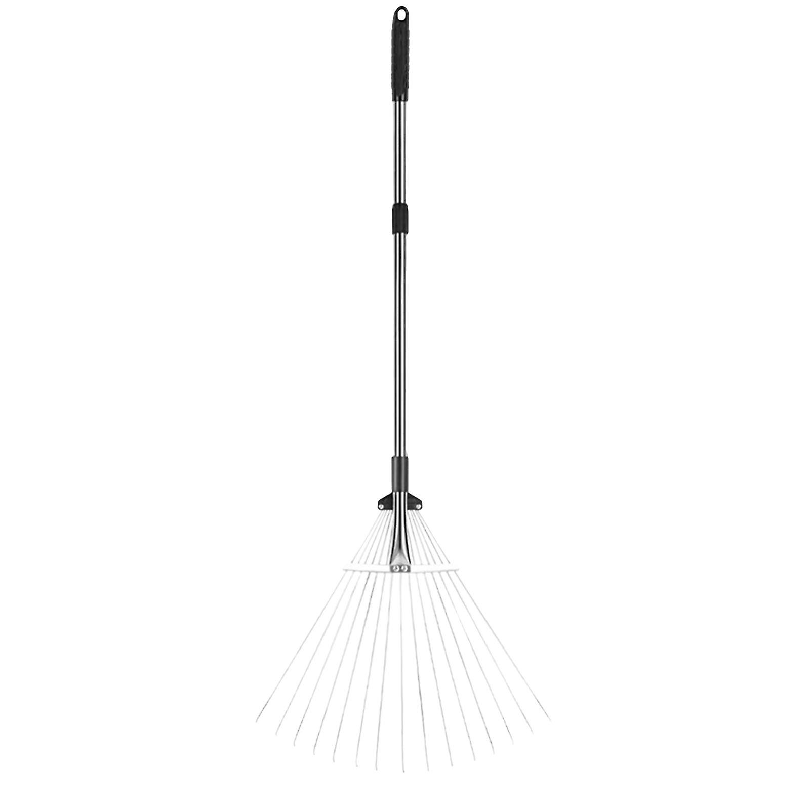 Garden Leaf Rake Metal Rake Telescopic Handle Quick Lawn Sweep Multi Purpose