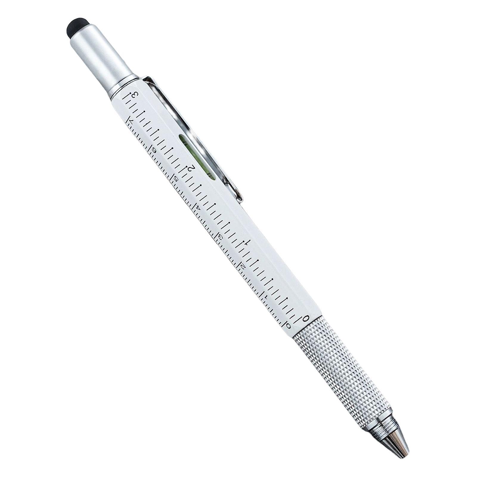 Multitool Tech Tool Pen Gift Pen for Men Level Gauge Touch Screen Stylus Ruler White