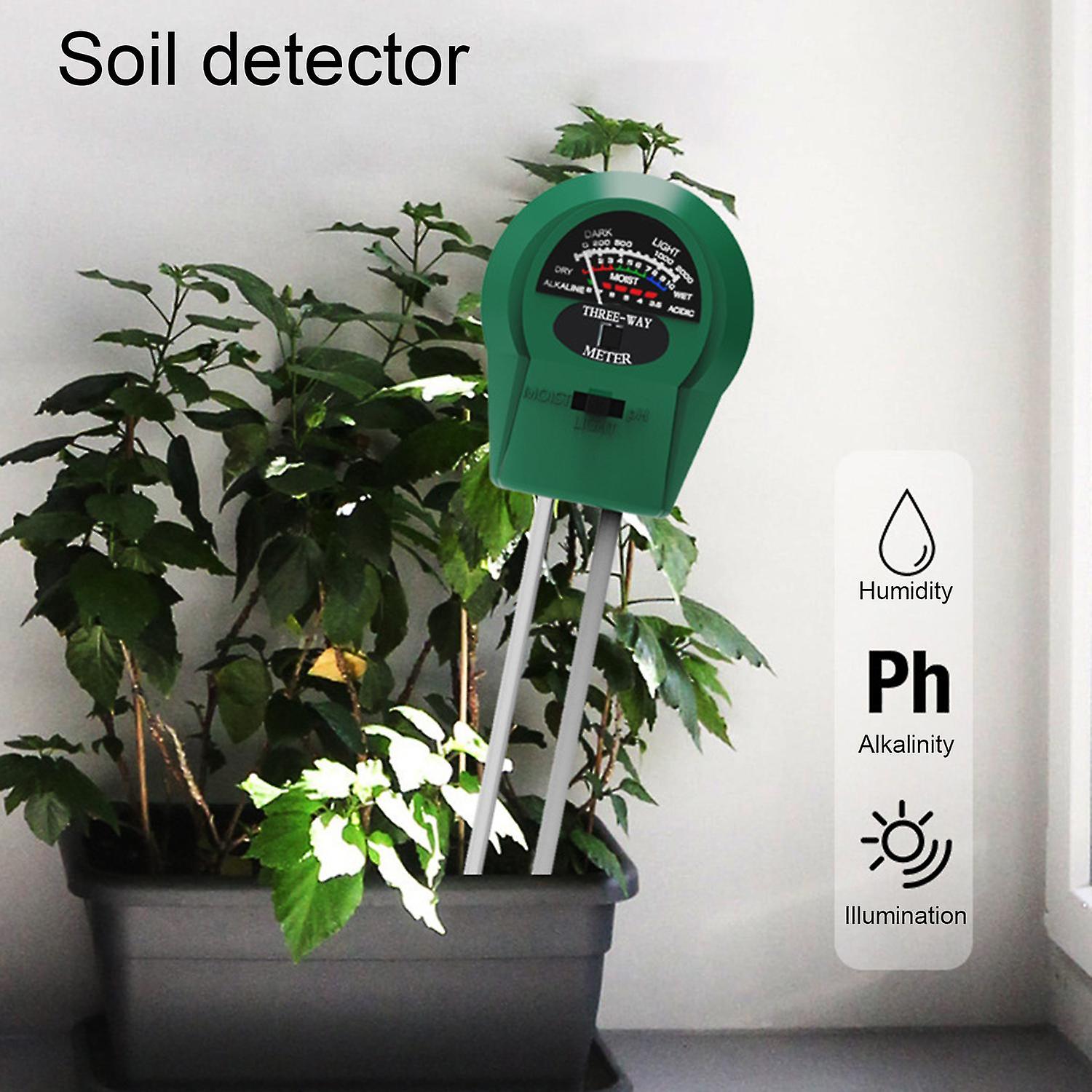 Soil PH Tester Garden Digital Dial Long Probe Testing 3-in-1 Soil Moisture Light PH Meter Lawn Farm