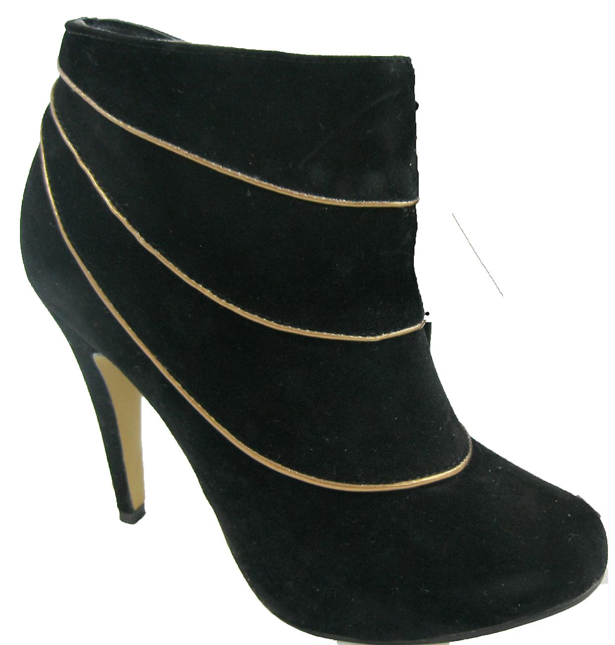 Rascal Faux Suede Gold Piping Ankle Boots