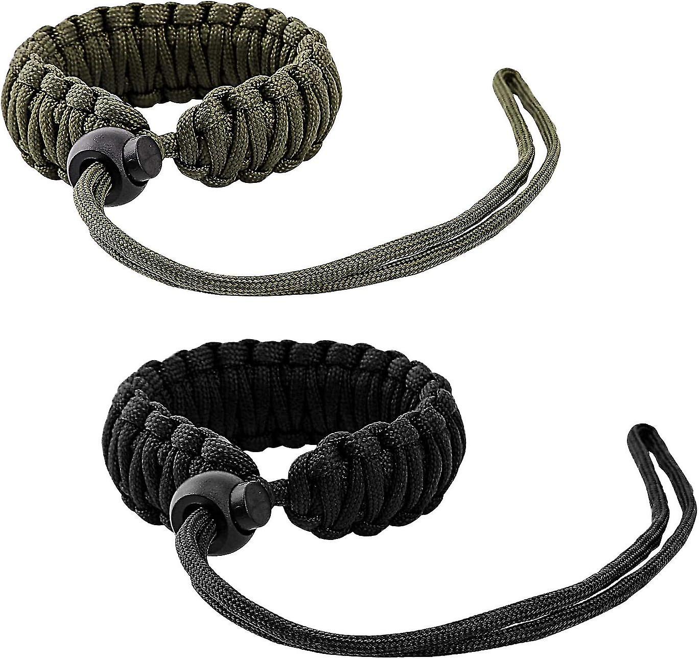 Universal Paracord Cámara Correa de muñeca Cordón Negro/ejército Verde