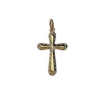 9ct Gold 21x15mm plain with embossed border Cross