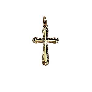 9ct Gold 21x15mm plain with embossed border Cross