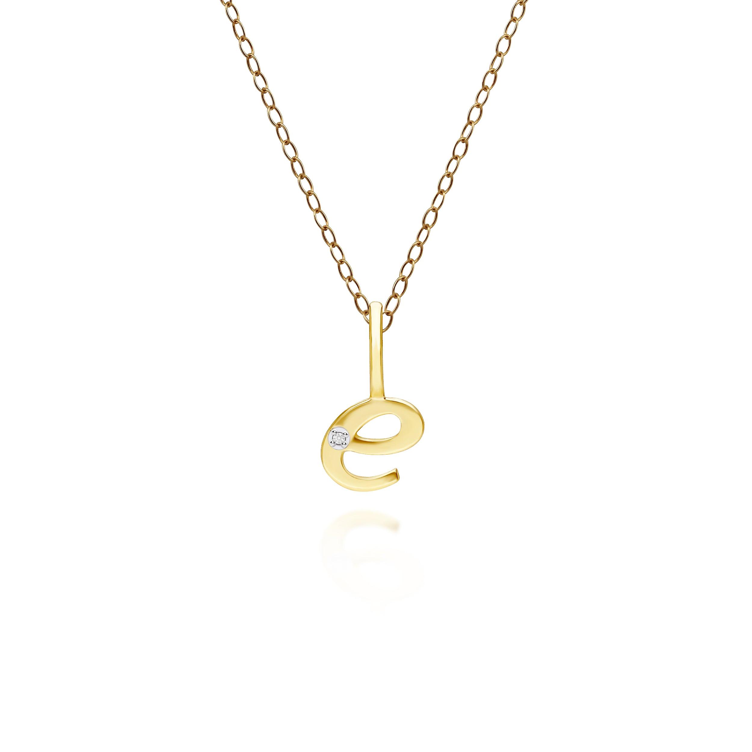 Alphabet Letter E Diamond pendant in 9ct Yellow Gold