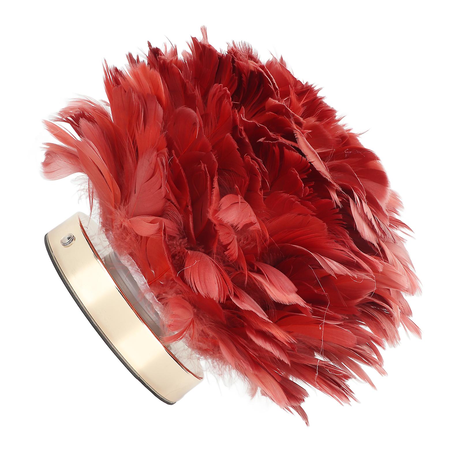 Feather Table Lamp Stepless Dimming USB Charging Touch Control LED Table Lamp for Bedroom Cafe Wine Red 