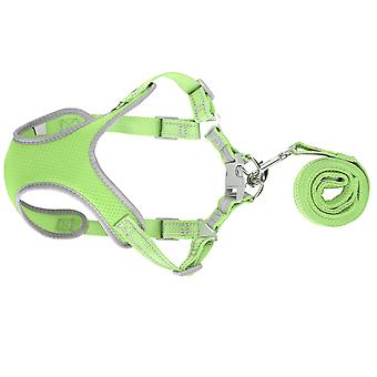 Dog Adjustable Vest Harness with Leash Pet EscapeProof Reflective Walking Vest Strap(Green XS)