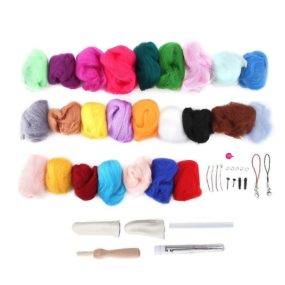 25 Colors Wool Roving Needle Felting Wool Kit for DIY Crafts Felting Beginners