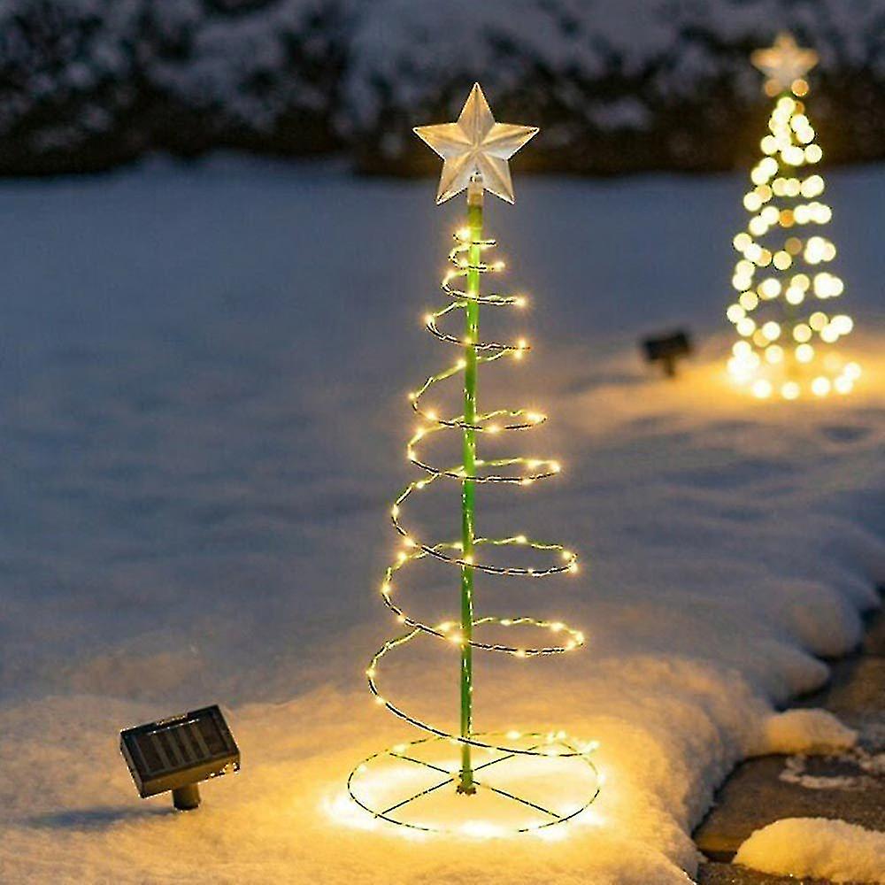 Solar Powered Led Spiral Christmas Tree Light Home Garden Festive Decor