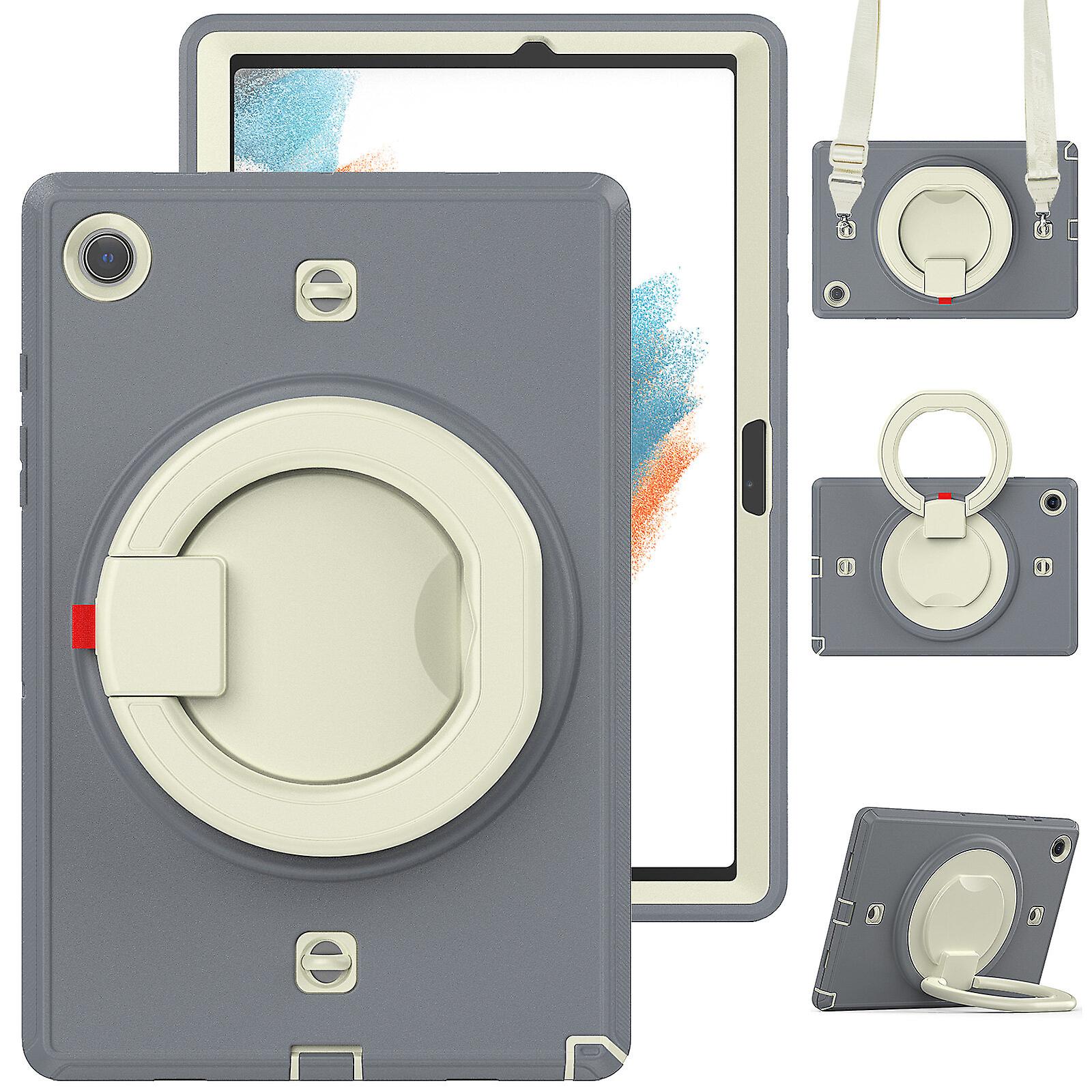 Case for Samsung Galaxy Tab A8 (SM-X200/ X205) with 360 Rotating Handle Stand and Adjustable Shoulder Strap, Gray