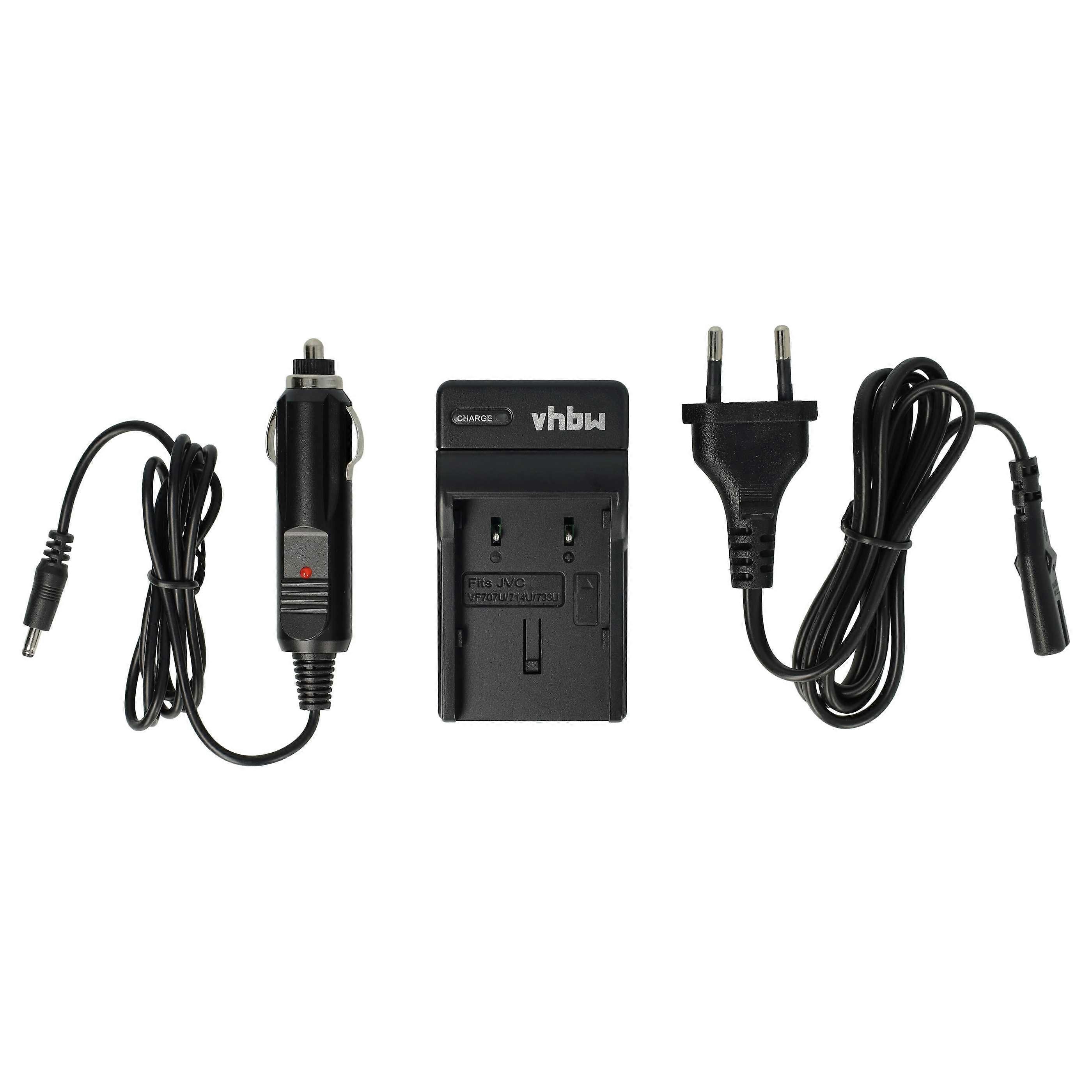 VHBW-oplader compatibel met JVC GZ-MG77, GZ-MG70 cameracamcorder/batterij - oplaadstation, auto-adapter, oplaadindicator, 8,4 V